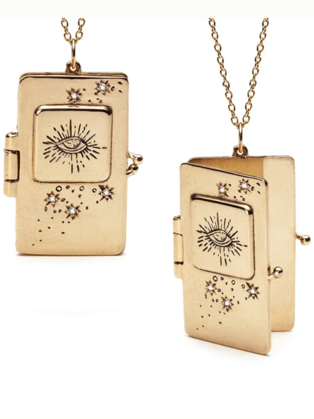 Solid 14K Illuminated Book Locket Pendant with Diamonds